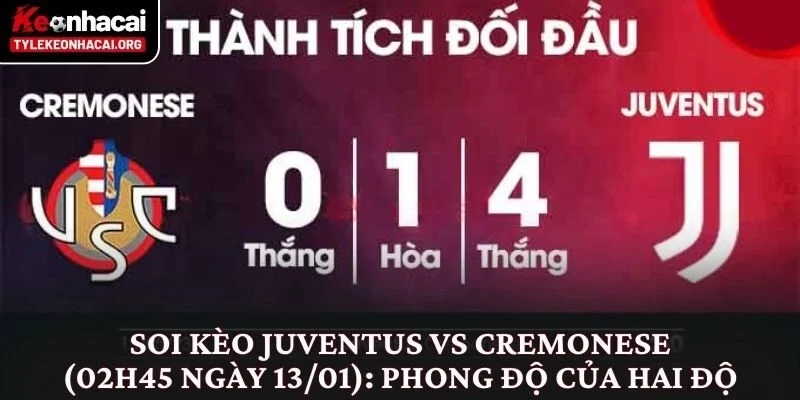 Soi Kèo Juventus vs Cremonese (02h45 Ngày 13/01) Góc Nhìn Thực Tế 2 Soi kèo Juventus vs Cremonese (02h45 ngày 13/01): Phong độ của hai độ